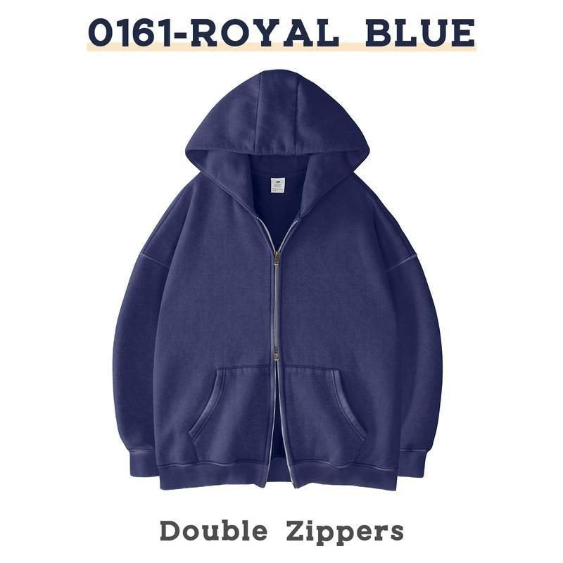 Unisex Oversized Kapuzenjacke mit Doppelreißverschluss und Kängurutaschen Drune