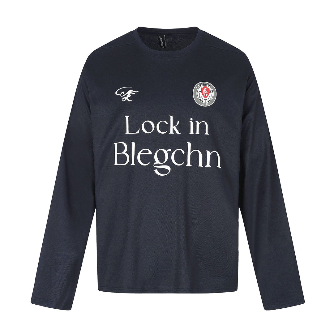 Unisex Rundhals-Sweatshirt mit großflächigem Typo-Print und gesticktem Emblem Drune