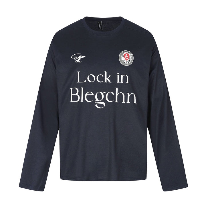 Unisex Rundhals-Sweatshirt mit großflächigem Typo-Print und gesticktem Emblem Drune