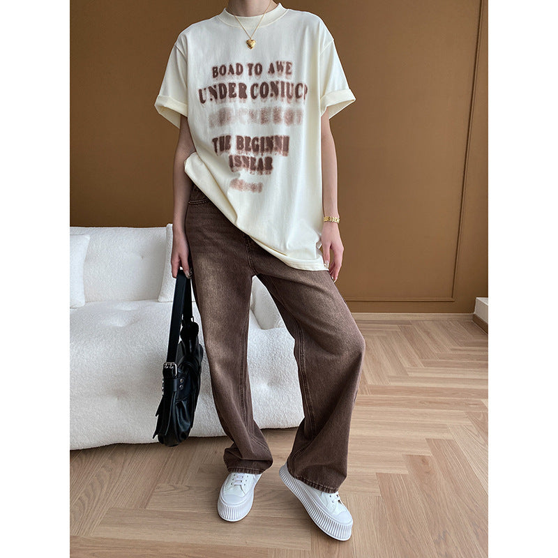 Damen Oversized T-Shirt mit kreativem Grafikdruck und lässigem Schnitt Drune