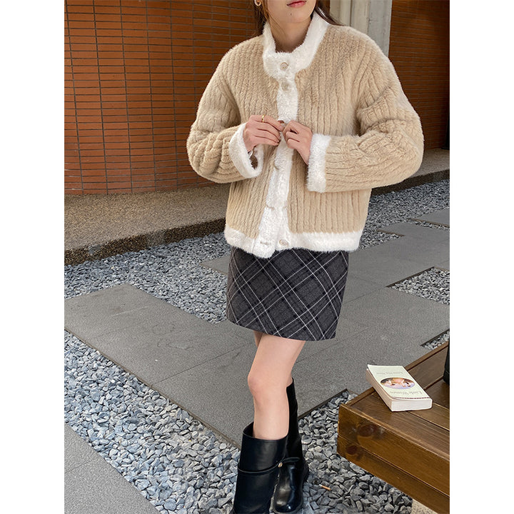 Damen modische und kuschelige Strickjacke Drune