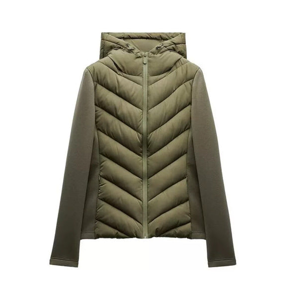 Damen Hybrid-Steppjacke mit Wattierung, Kapuze und elastischen Ärmel-Einsätzen Drune