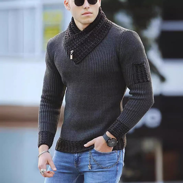 Herren strukturierter Pullover mit modernem Stehkragen Drune