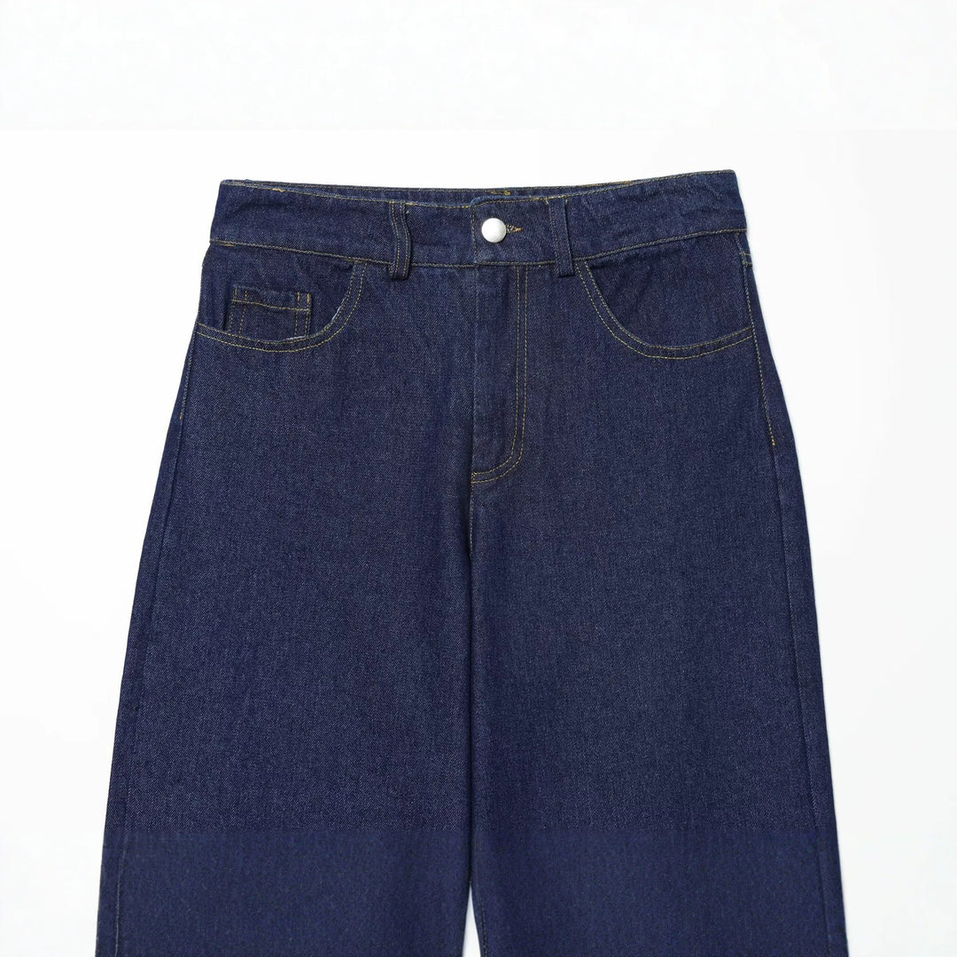 Damen Hochtaillierte Jeanshose kurz geschnitten mit weitem Bein und Fünf‑Taschen‑Schnitt Drune