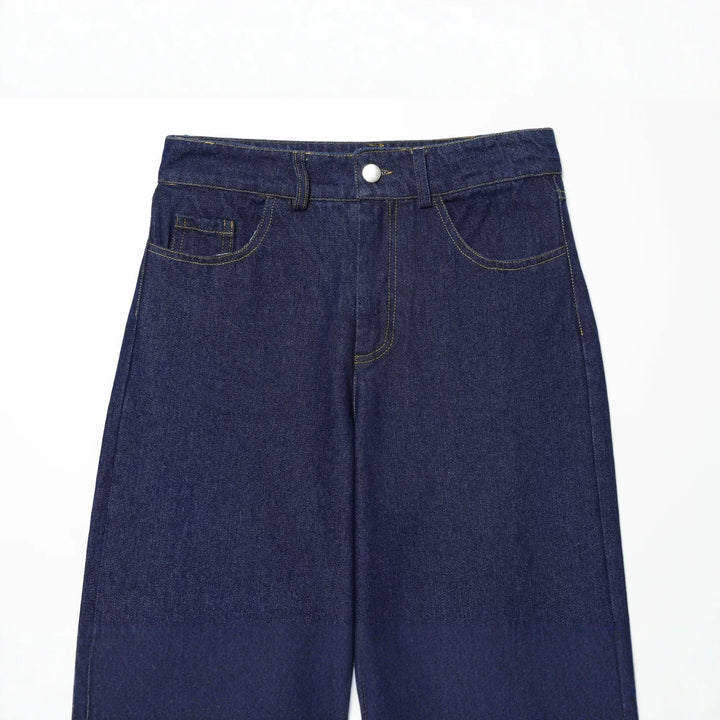 Damen Hochtaillierte Jeanshose kurz geschnitten mit weitem Bein und Fünf‑Taschen‑Schnitt Drune