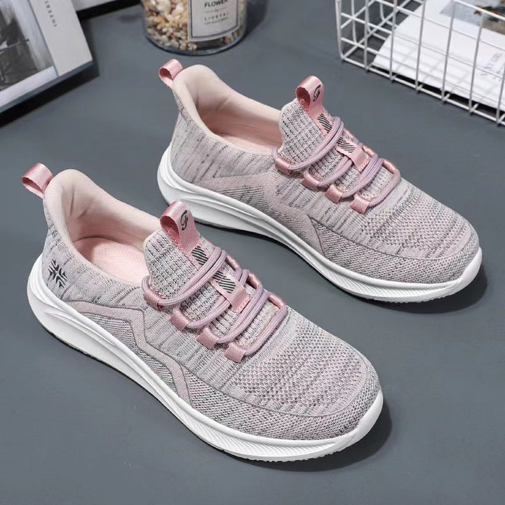 Damen nan gestrickte Slip-On-Sneaker mit elastischer Schnürung, gepolsterter Innenfütterung und dämpfender Profilsohle Drune