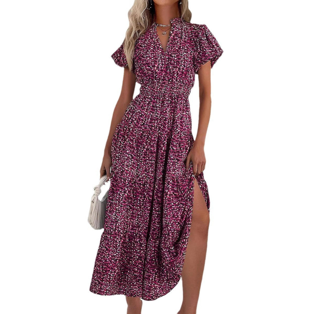 Damen Maxi-Kleid mit floralen Mustern und rüschendem Saum Drune