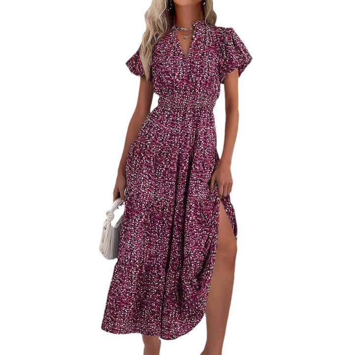 Damen Maxi-Kleid mit floralen Mustern und rüschendem Saum Drune