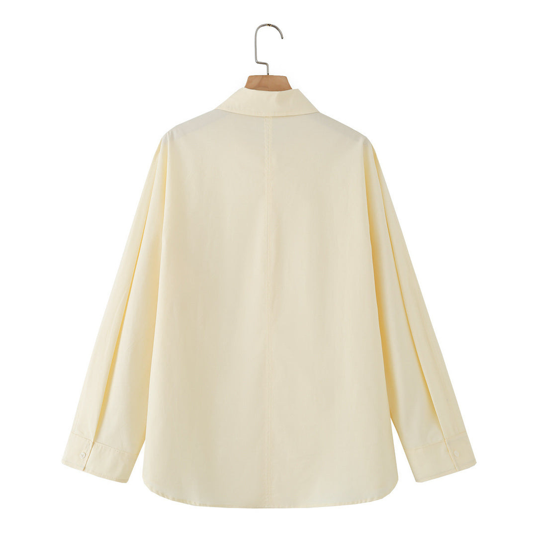 Damen Oversize-Hemdbluse mit Kentkragen und verdeckter Knopfleiste Drune