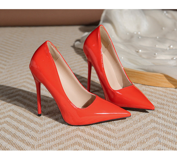 Damen Elegante spitz zulaufende Lackpumps mit extra hohem Stilettoabsatz Drune