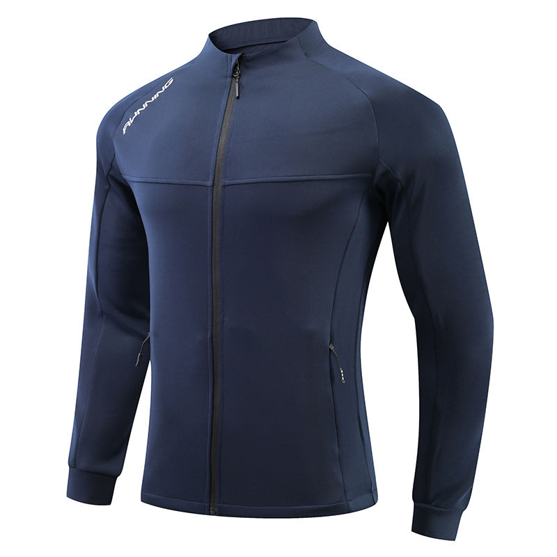 Herren Eng anliegende atmungsaktive Laufjacke mit durchgehendem Reißverschluss und Reißverschlusstaschen Drune