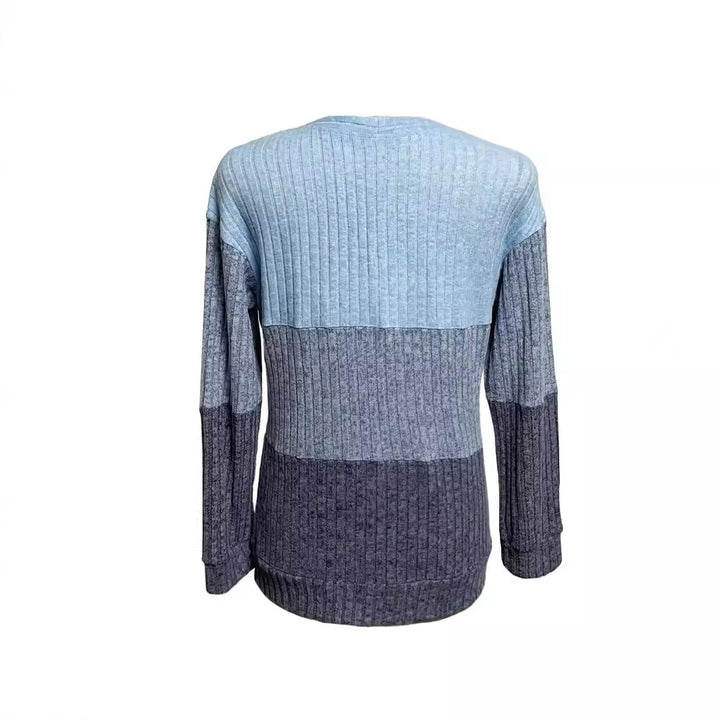 Damen nan gerippter Longpullover mit Ringreißverschluss und Colorblock-Struktur Drune