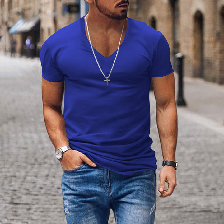 Herren lässiges V-Ausschnitt T-Shirt Drune