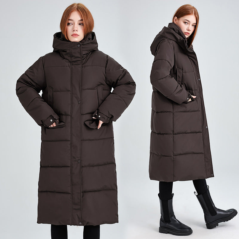 Damen Lange isolierte Winterjacke mit Kapuze und einzippbarem Kragen Drune