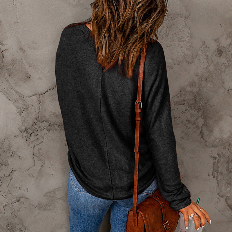 Damen lässiges Sweatshirt mit weitem Schnitt und strukturiertem Material Drune