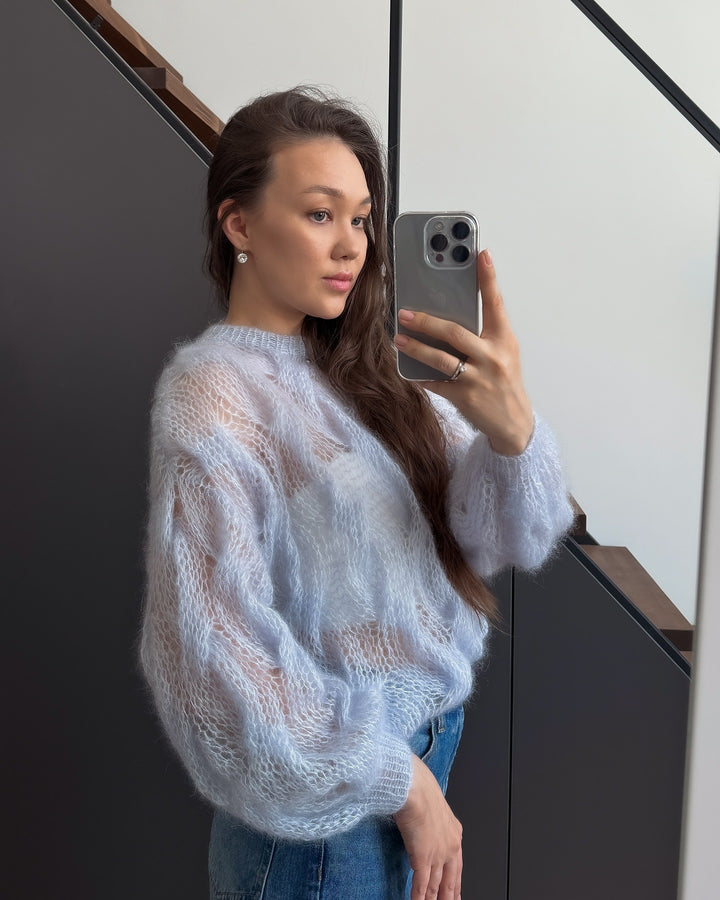 Damen Weicher Mohairpullover mit voluminösen Ärmeln Drune