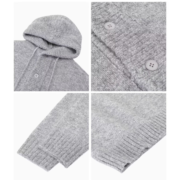 Herren Modischer Grobstrickpullover mit Kapuze Drune