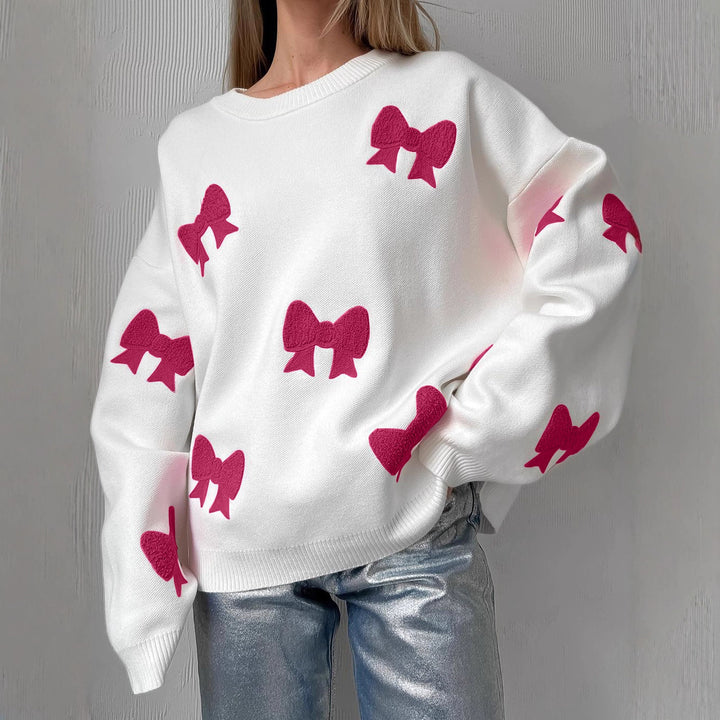 Damen modischer Pullover mit auffälligen Schleifendetails Drune