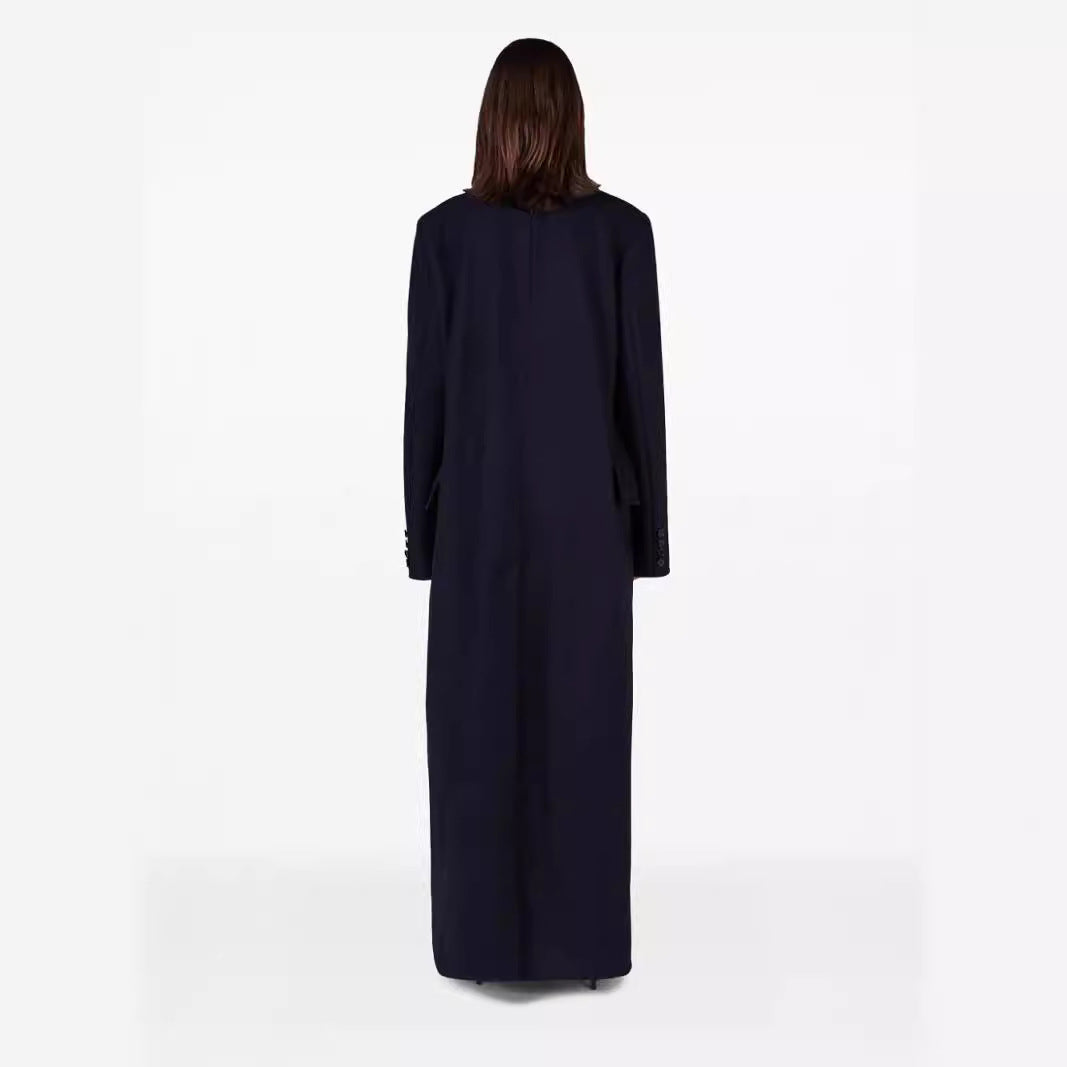 Damen Maximal langer doppelreihiger Wollmantel mit weitem Oversize-Schnitt Drune
