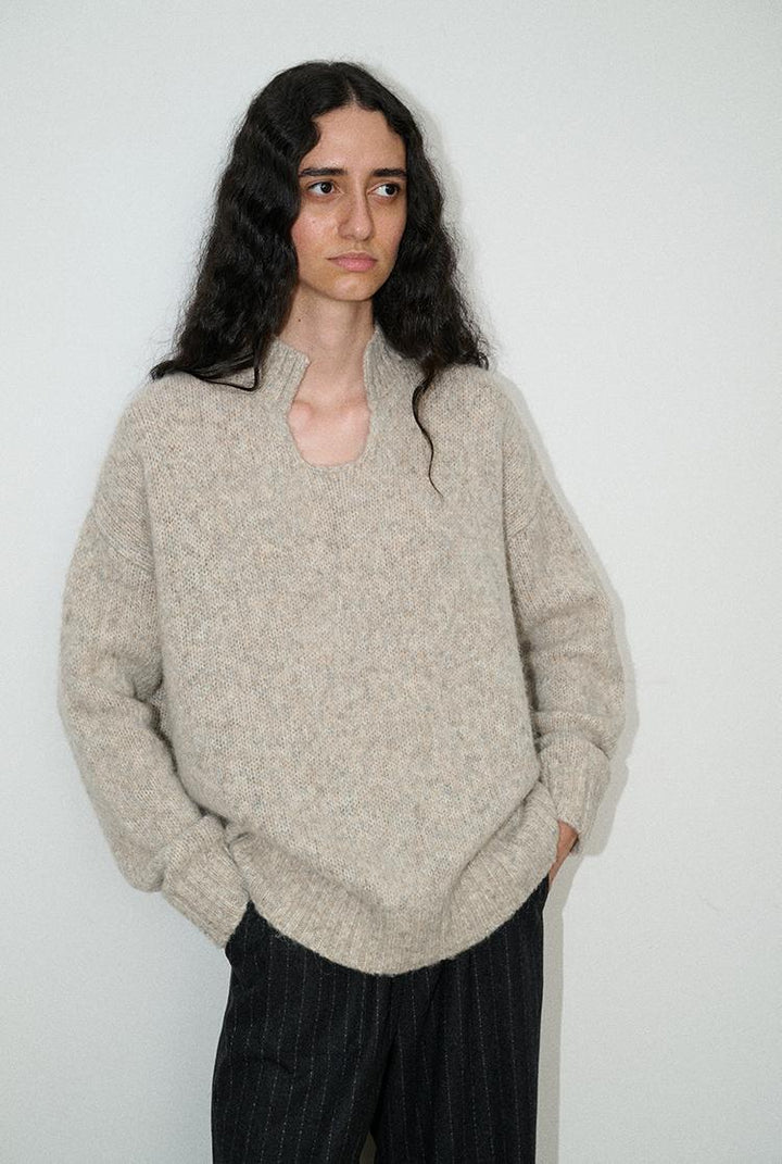 Damen Grobstrickpullover mit steigendem Kragen Drune