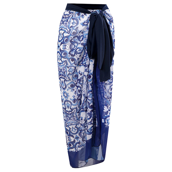 Damen Strandpareo mit elegantem floralen Design und verstellbarem Bindegürtel Drune