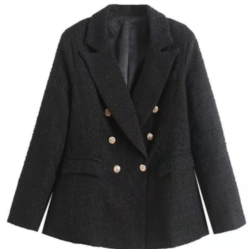 Damen Tweed Blazerjacke mit doppelter Knopfleiste und elegantem Schnitt Drune