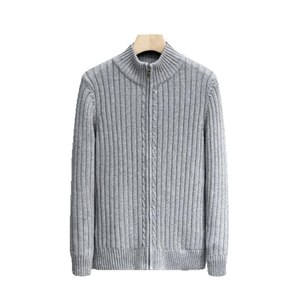 Herren Modischer Rippenstrickpullover mit hohem Kragen Drune