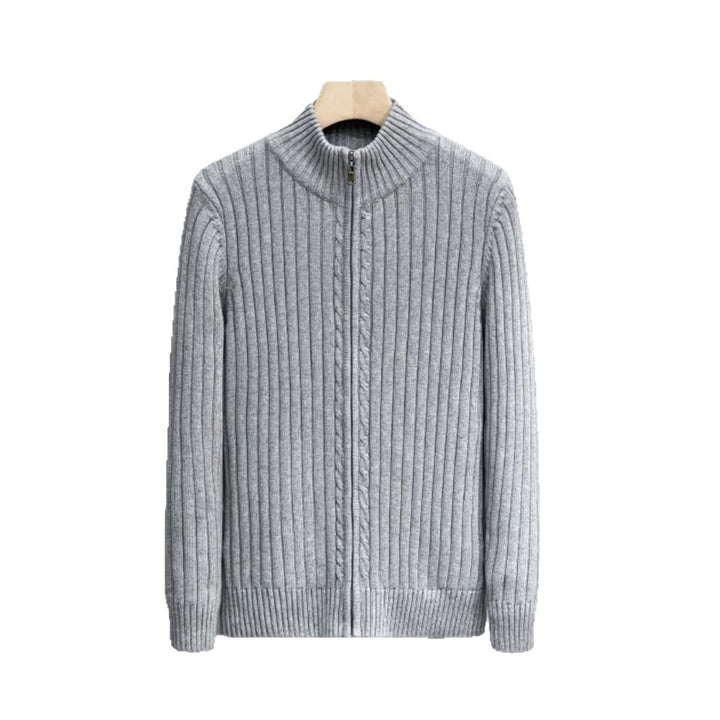 Herren Modischer Rippenstrickpullover mit hohem Kragen Drune