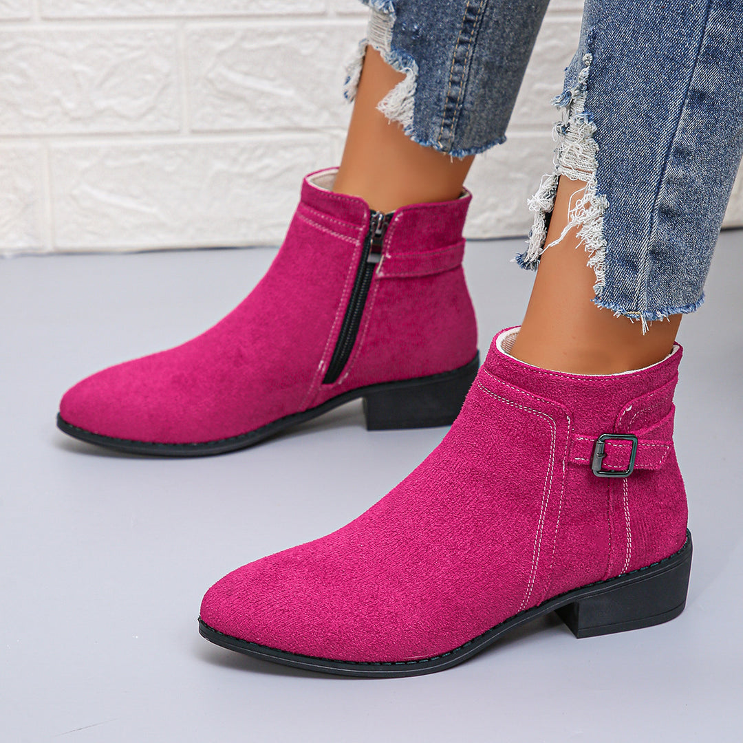 Damen Leo-Muster Ankle Boots mit Reißverschluss und Blockabsatz Drune