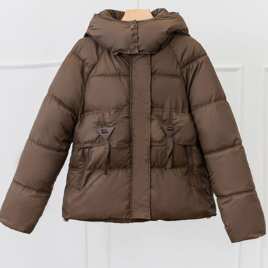 Damen Ultraleichte Pufferjacke mit verstellbarem Kapuzenkragen und praktischen Reißverschlusstaschen Drune