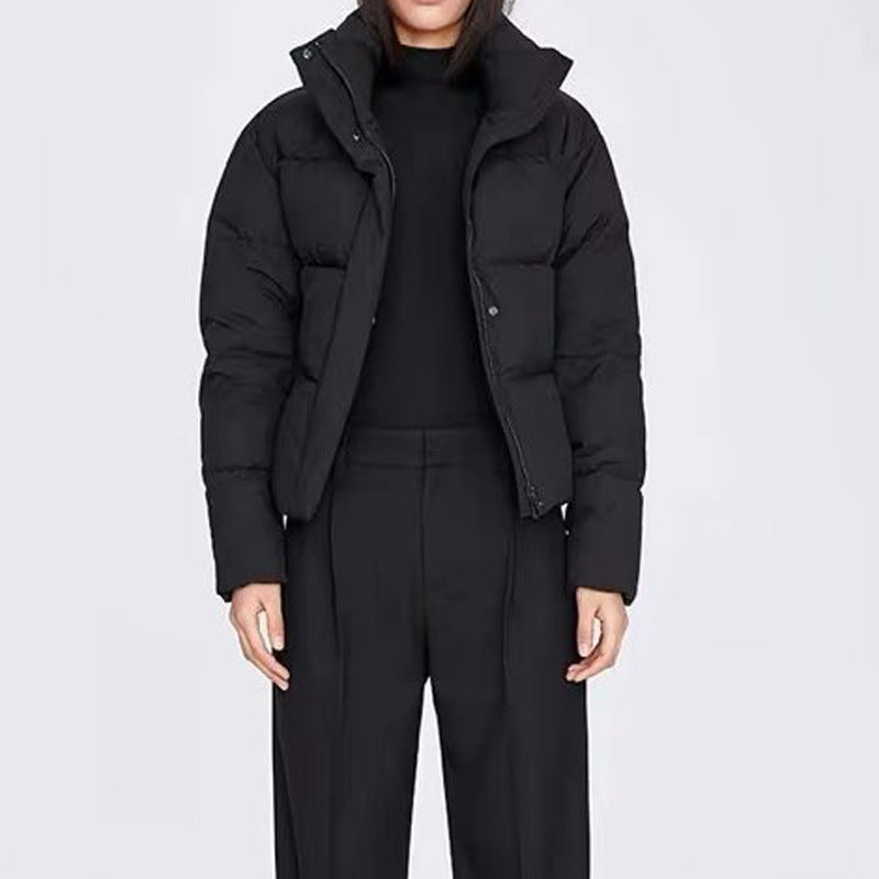 Damen gestepptes Winterjacke mit hohem Kragen und Seitentaschen Drune