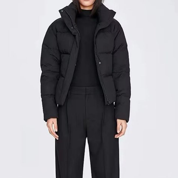 Damen gestepptes Winterjacke mit hohem Kragen und Seitentaschen Drune