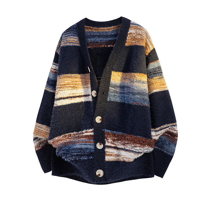 Damen Modische Strickjacke mit Blockstreifen Drune