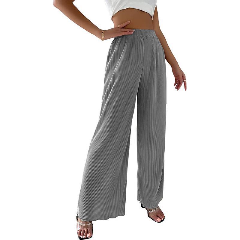 Damen Fließende Plissierte weit geschnittene Hose Drune