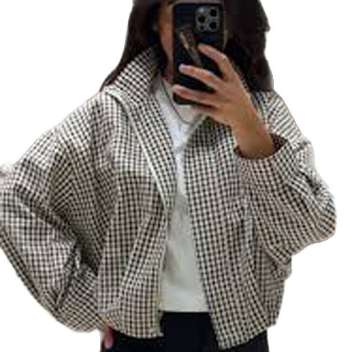 Damen Oversized Karo-Hemdjacke mit Boxy-Schnitt Drune