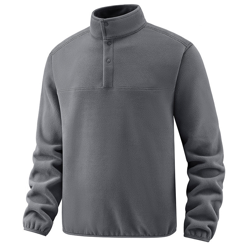 Herren Legerer Thermo-Fleece-Troyer mit Knopfleiste und elastischen Bündchen Drune