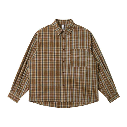 Herren Lockeres Karo-Workshirt aus Baumwollmischung mit aufgesetzter Brusttasche Drune