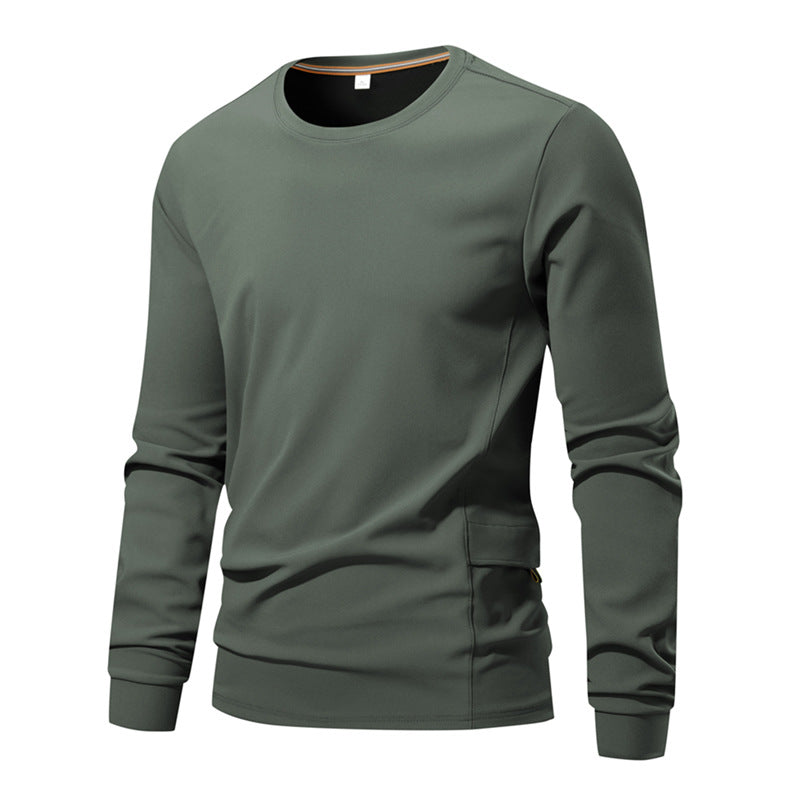 Herren Atmungsaktives Langarm-Technikshirt mit Rundhals und seitlicher Utility-Tasche Drune