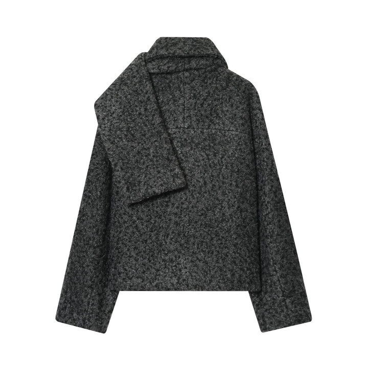 Damen nan kastiges Bouclé-Cape mit voluminösem Rollkragen und Frontknöpfen Drune