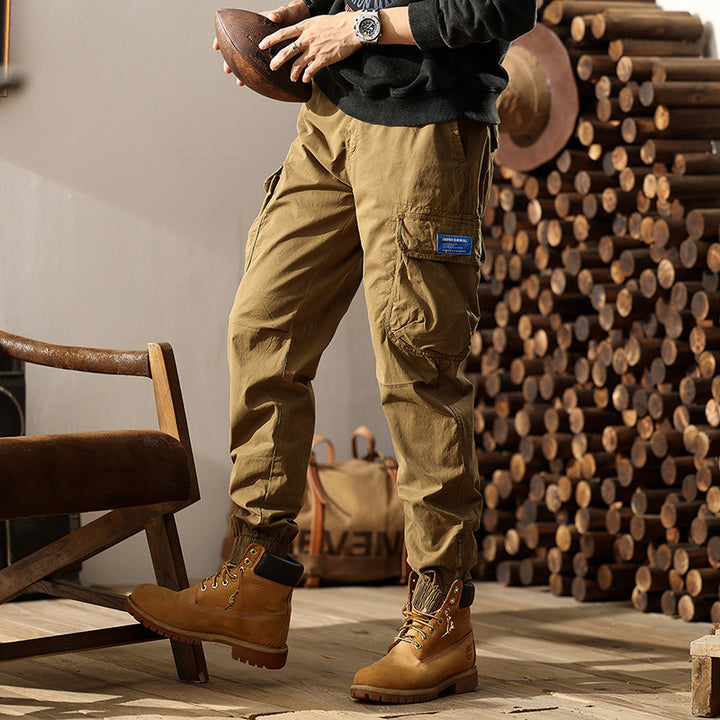 Herren Konisch geschnittene Utility-Cargo-Jogginghose mit Tunnelzugbund, Klapptaschen und Knöchelreißverschlüssen Drune