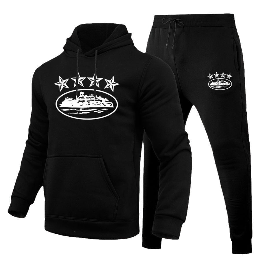Herren sportliches Hoodie und Jogginghose Set mit auffälligem Grafikdesign Drune
