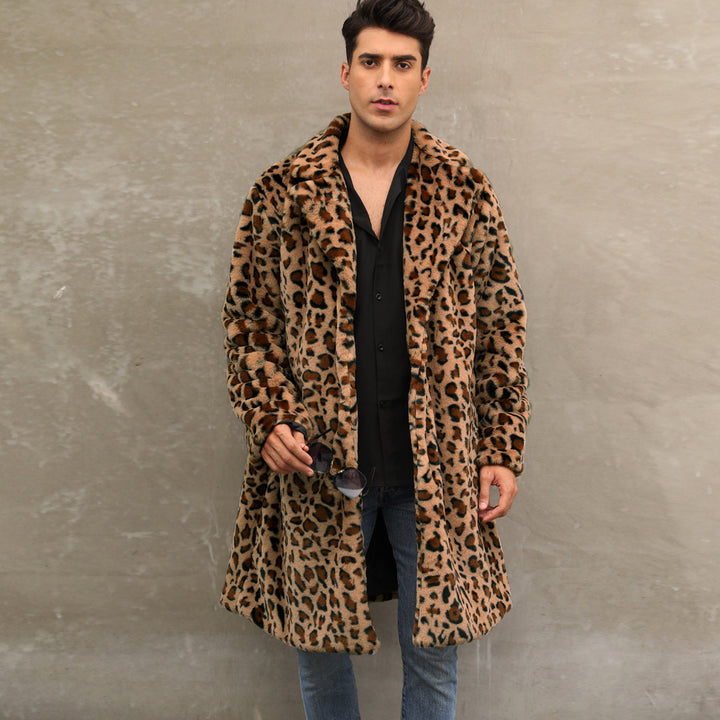 Herren Stilvoller Plüschmantel im Zebra-Look Drune