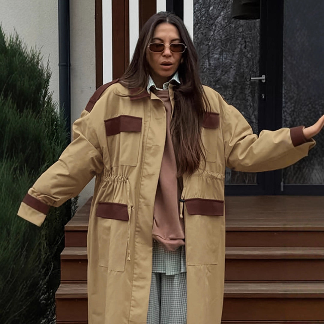 Damen Longline Utility-Jacke mit praktischen Taschen und verstellbarem Taillenzug Drune