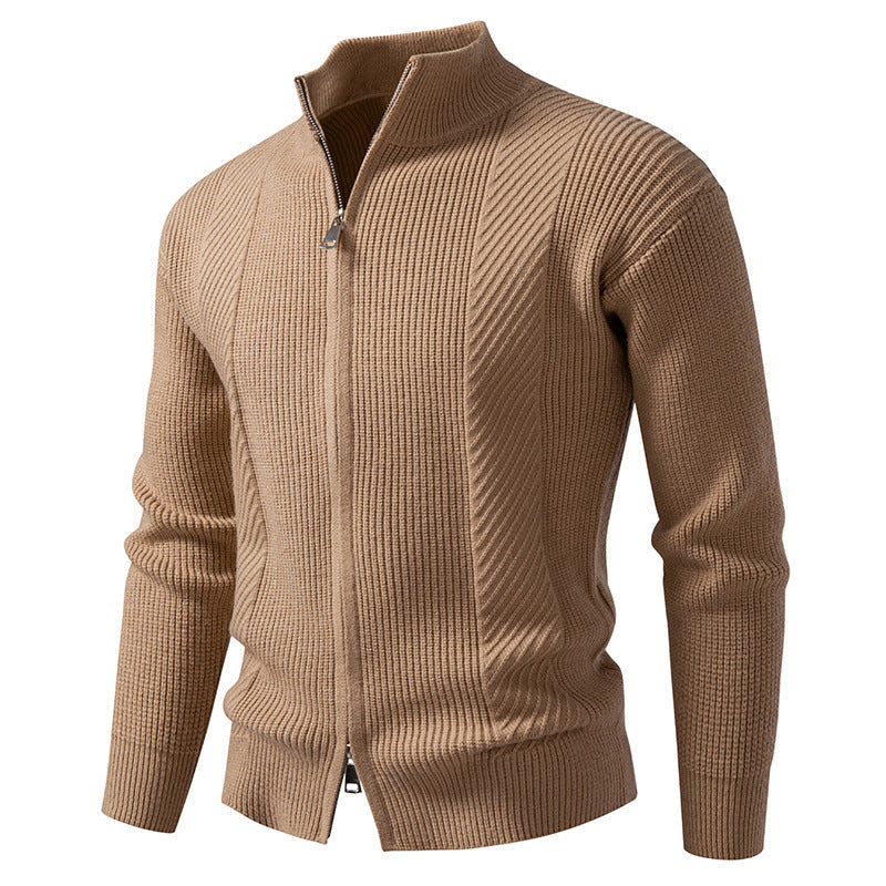 Herren modische Strickjacke mit Stehkragen und durchgehendem Reißverschluss Drune