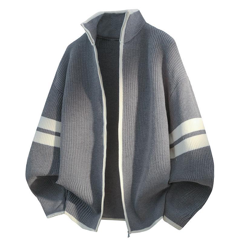 Unisex nan oversized Strickjacke mit Reißverschluss und Stehkragen Drune