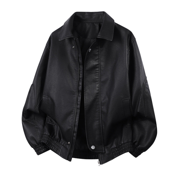 Herren oversized Kunstleder-Blouson mit elastischem Saum und verdecktem Reißverschluss Drune
