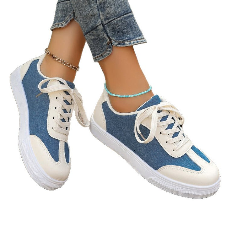 Damen Plateau‑Sneaker im Denim‑Look mit gepolstertem Komfortfußbett und Elastik‑Schnürung Drune