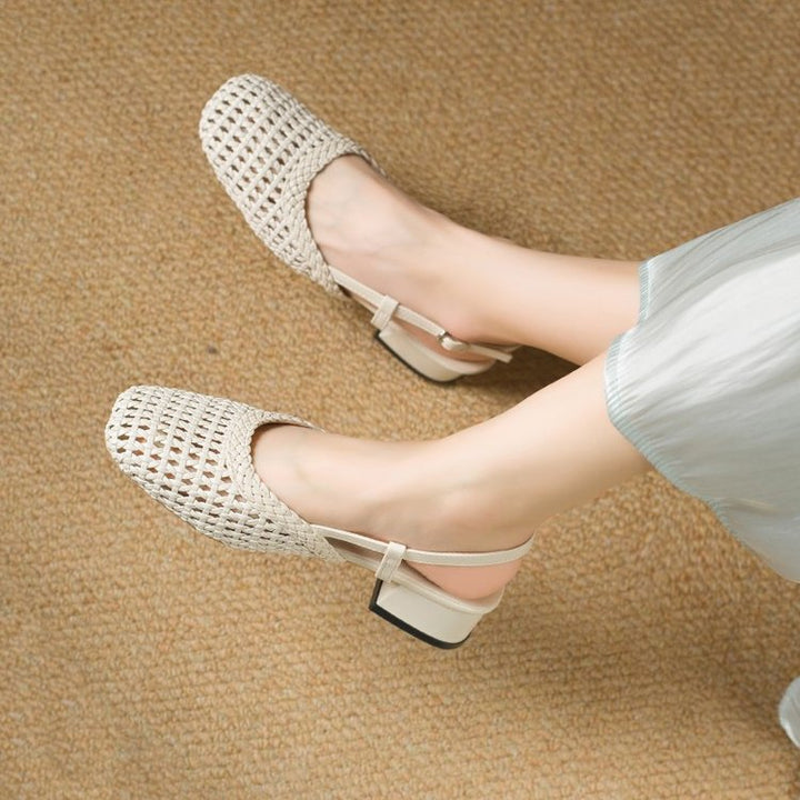 Damen Slingback-Pantoletten mit luftiger Webstruktur und bequemer Absatzhöhe Drune