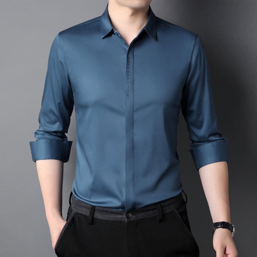 Herren Elegantes Langarmhemd aus hochwertigem, atmungsaktivem Gewebe Drune