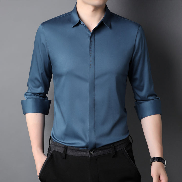 Herren Elegantes Langarmhemd aus hochwertigem, atmungsaktivem Gewebe Drune